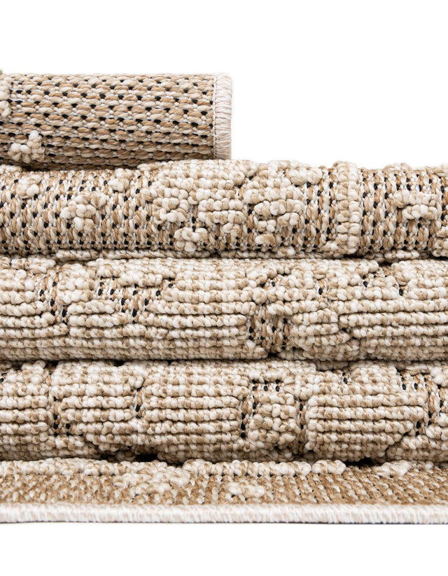 Khaki 5' 3 x 5' 3 Symphony Outdoor Round Area Rug Weather Resistant for Patio, Deck, Terrace, Balcony, Porch Durable Outside Carpet for Sale at Rug Engine