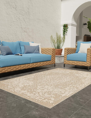 Khaki 2' x 3' 1 Symphony Outdoor Rectangle Area Rug Weather Resistant for Patio, Deck, Terrace, Balcony, Porch Durable Outside Carpet for Sale at Rug Engine