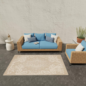 Khaki 2' x 3' 1 Symphony Outdoor Rectangle Area Rug Weather Resistant for Patio, Deck, Terrace, Balcony, Porch Durable Outside Carpet for Sale at Rug Engine