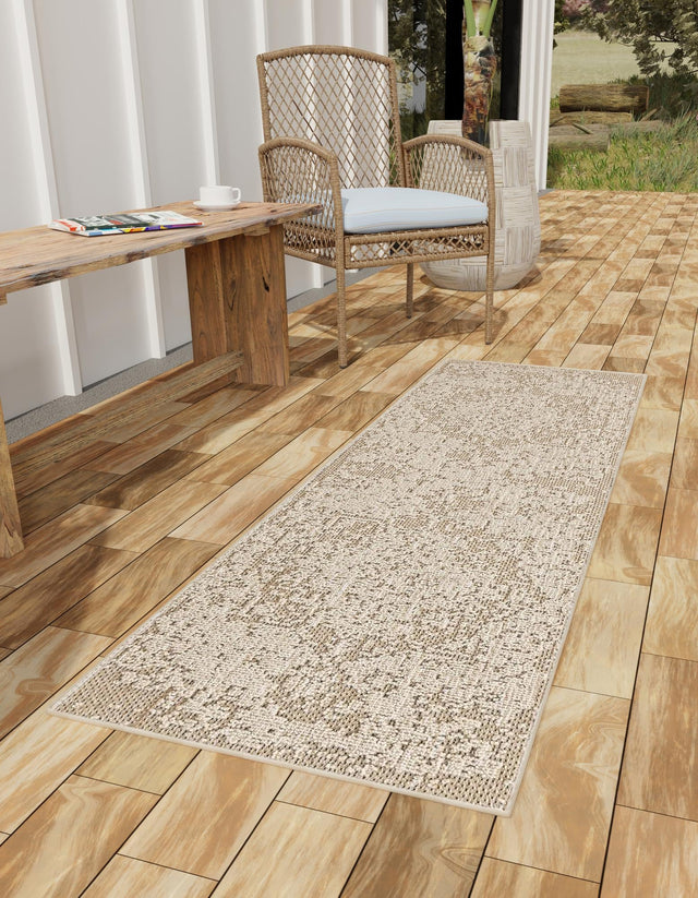 Khaki 2' x 6' 1 Symphony Outdoor Runner Area Rug Weather Resistant for Patio, Deck, Terrace, Balcony, Porch Durable Outside Carpet for Sale at Rug Engine