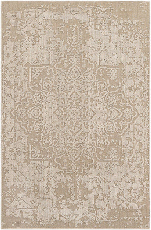 Khaki 6' 1 x 9' Symphony Outdoor Rectangle Area Rug Weather Resistant for Patio, Deck, Terrace, Balcony, Porch Durable Outside Carpet for Sale at Rug Engine