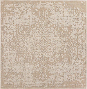 Khaki 7' 10 x 7' 10 Symphony Outdoor Square Area Rug Weather Resistant for Patio, Deck, Terrace, Balcony, Porch Durable Outside Carpet for Sale at Rug Engine
