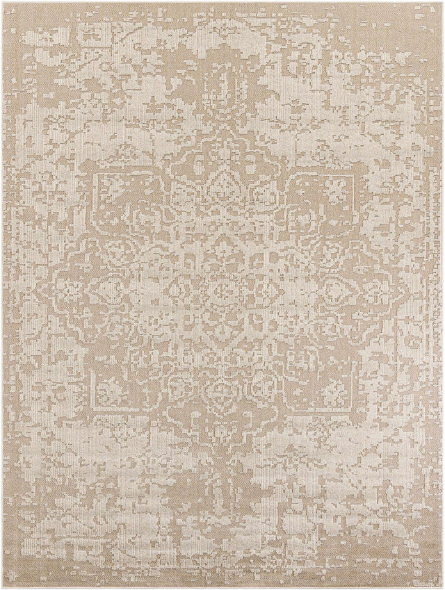 Khaki 9' x 12' Symphony Outdoor Rectangle Area Rug Weather Resistant for Patio, Deck, Terrace, Balcony, Porch Durable Outside Carpet for Sale at Rug Engine