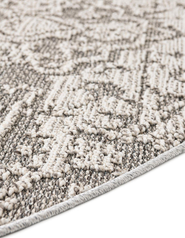 Light Gray 7' 10 x 7' 10 Symphony Outdoor Round Area Rug Weather Resistant for Patio, Deck, Terrace, Balcony, Porch Durable Outside Carpet for Sale at Rug Engine