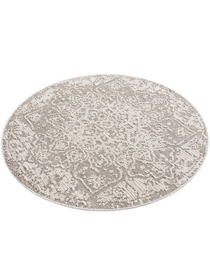 Light Gray 5' 3 x 5' 3 Symphony Outdoor Round Area Rug Weather Resistant for Patio, Deck, Terrace, Balcony, Porch Durable Outside Carpet for Sale at Rug Engine