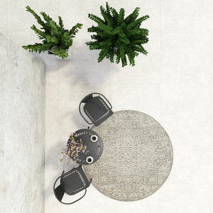 Light Gray 7' 10 x 7' 10 Symphony Outdoor Round Area Rug Weather Resistant for Patio, Deck, Terrace, Balcony, Porch Durable Outside Carpet for Sale at Rug Engine