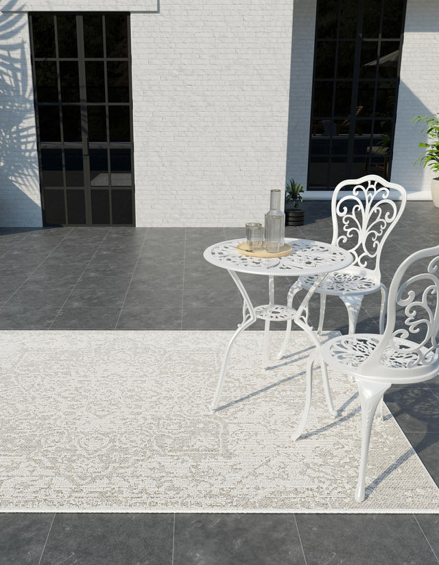 Light Gray 4' 1 x 6' 1 Symphony Outdoor Rectangle Area Rug Weather Resistant for Patio, Deck, Terrace, Balcony, Porch Durable Outside Carpet for Sale at Rug Engine
