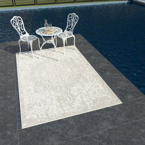 Light Gray 6' 1 x 9' Symphony Outdoor Rectangle Area Rug Weather Resistant for Patio, Deck, Terrace, Balcony, Porch Durable Outside Carpet for Sale at Rug Engine