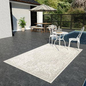Light Gray 4' 1 x 6' 1 Symphony Outdoor Rectangle Area Rug Weather Resistant for Patio, Deck, Terrace, Balcony, Porch Durable Outside Carpet for Sale at Rug Engine