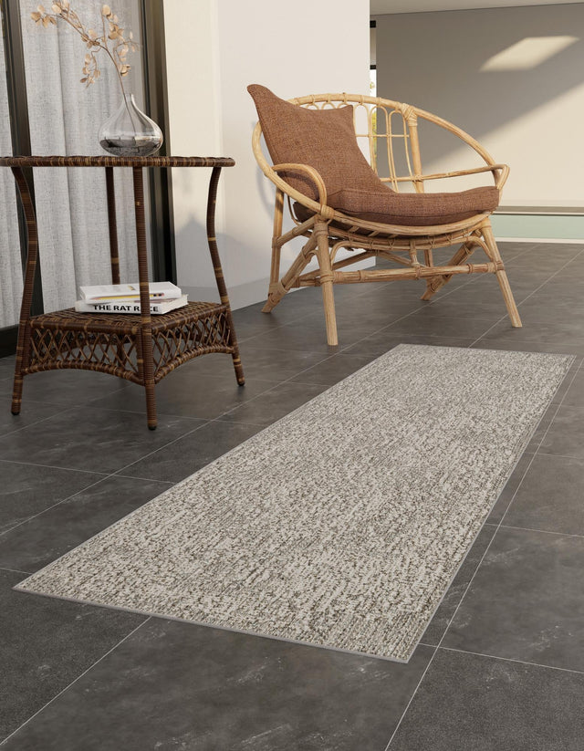 Light Gray 2' 7 x 12' Symphony Outdoor Runner Area Rug Weather Resistant for Patio, Deck, Terrace, Balcony, Porch Durable Outside Carpet for Sale at Rug Engine