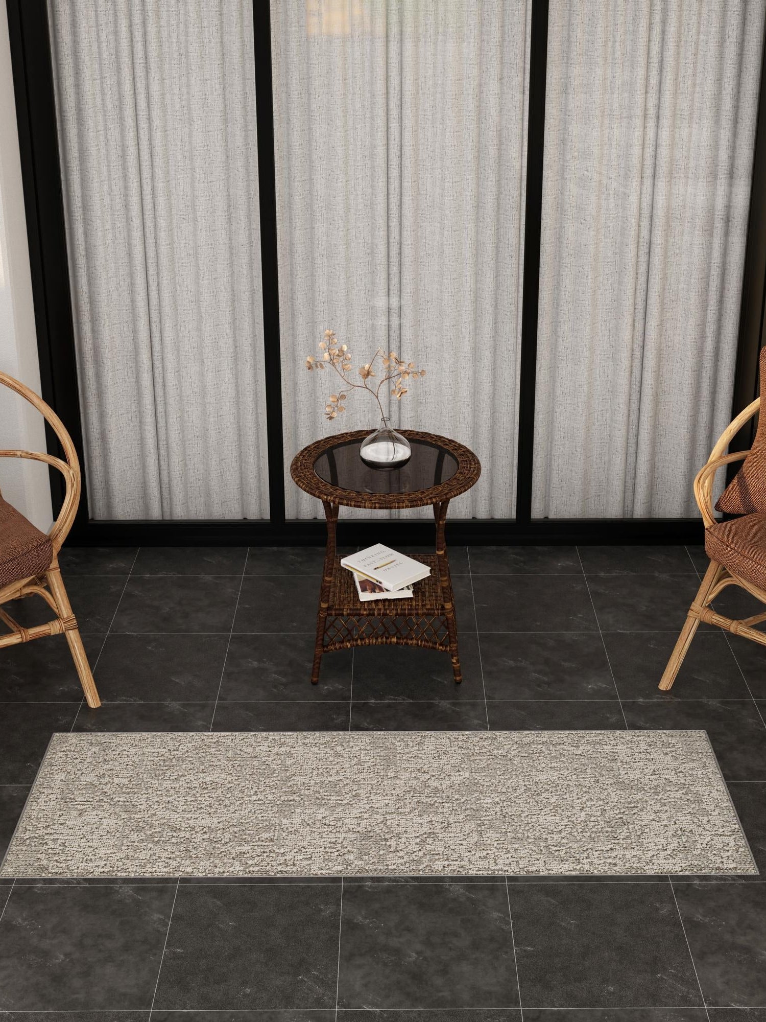 Light Gray 2' x 8' Symphony Outdoor Runner Area Rug Weather Resistant for Patio, Deck, Terrace, Balcony, Porch Durable Outside Carpet for Sale at Rug Engine