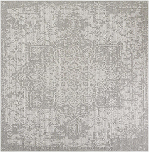 Light Gray 7' 10 x 7' 10 Symphony Outdoor Square Area Rug Weather Resistant for Patio, Deck, Terrace, Balcony, Porch Durable Outside Carpet for Sale at Rug Engine