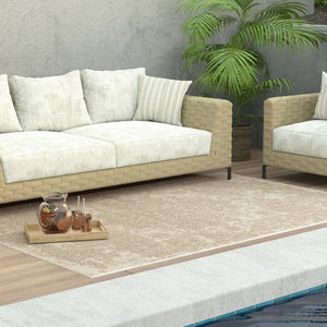 Beige 7' 10 x 10' Symphony Outdoor Rectangle Area Rug Weather Resistant for Patio, Deck, Terrace, Balcony, Porch Durable Outside Carpet for Sale at Rug Engine