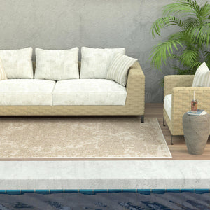 Beige 2' x 3' 1 Symphony Outdoor Rectangle Area Rug Weather Resistant for Patio, Deck, Terrace, Balcony, Porch Durable Outside Carpet for Sale at Rug Engine