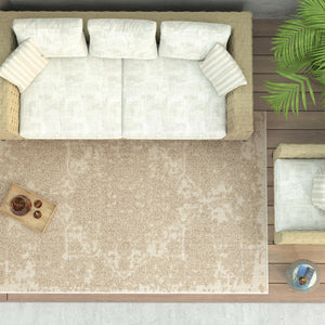 Beige 7' 10 x 10' Symphony Outdoor Rectangle Area Rug Weather Resistant for Patio, Deck, Terrace, Balcony, Porch Durable Outside Carpet for Sale at Rug Engine