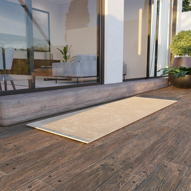 Beige 2' 7 x 12' Symphony Outdoor Runner Area Rug Weather Resistant for Patio, Deck, Terrace, Balcony, Porch Durable Outside Carpet for Sale at Rug Engine