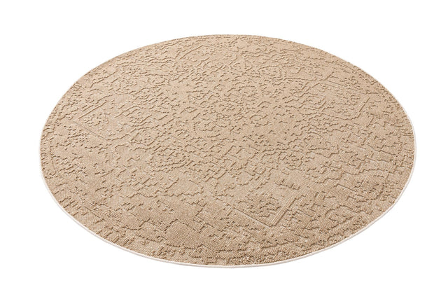 Beige 7' 10 x 7' 10 Symphony Outdoor Round Area Rug Weather Resistant for Patio, Deck, Terrace, Balcony, Porch Durable Outside Carpet for Sale at Rug Engine