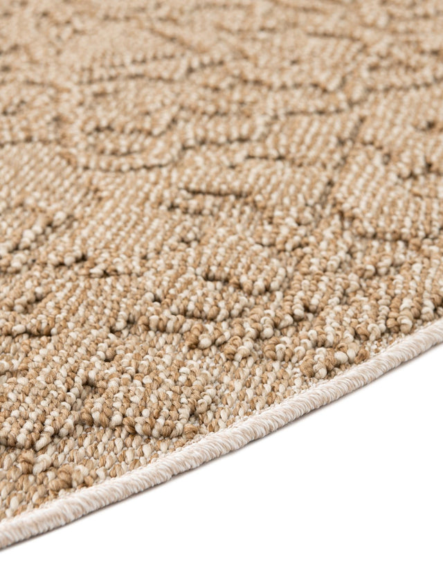 Beige 7' 10 x 7' 10 Symphony Outdoor Round Area Rug Weather Resistant for Patio, Deck, Terrace, Balcony, Porch Durable Outside Carpet for Sale at Rug Engine