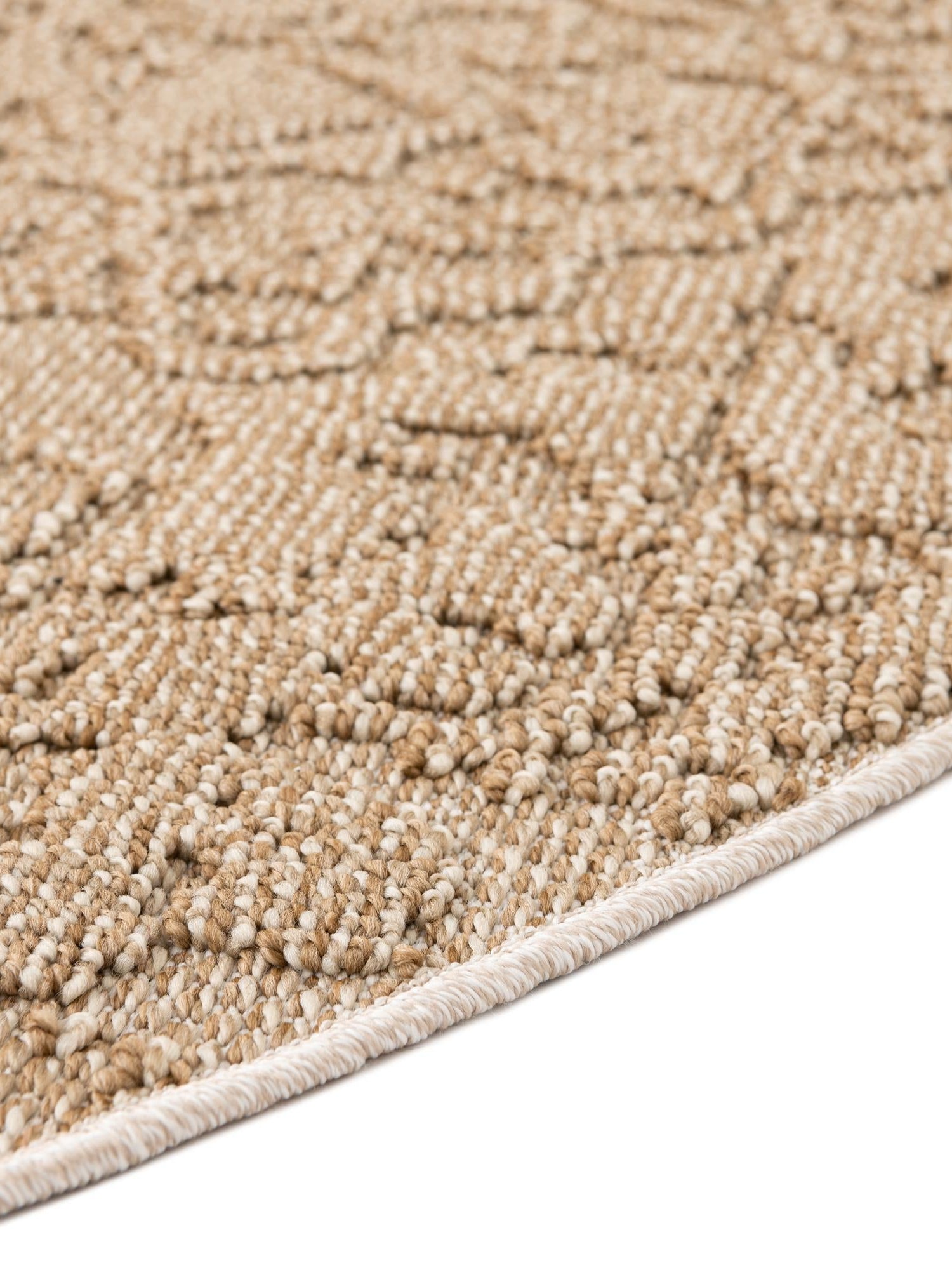 Beige 5' 3 x 5' 3 Symphony Outdoor Round Area Rug Weather Resistant for Patio, Deck, Terrace, Balcony, Porch Durable Outside Carpet for Sale at Rug Engine