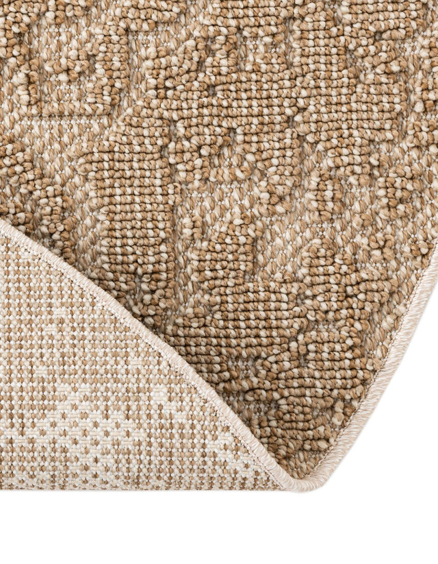 Beige 5' 3 x 5' 3 Symphony Outdoor Round Area Rug Weather Resistant for Patio, Deck, Terrace, Balcony, Porch Durable Outside Carpet for Sale at Rug Engine