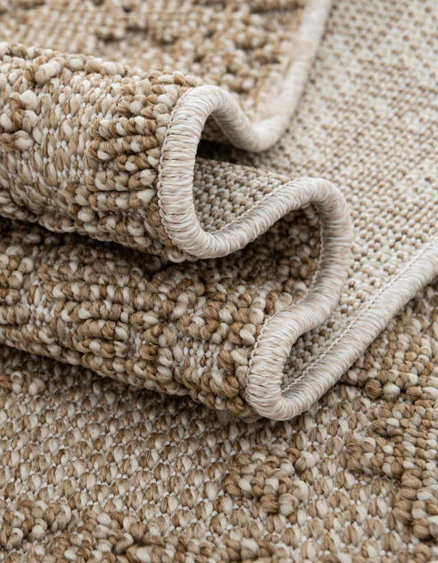 Beige 7' 10 x 7' 10 Symphony Outdoor Round Area Rug Weather Resistant for Patio, Deck, Terrace, Balcony, Porch Durable Outside Carpet for Sale at Rug Engine