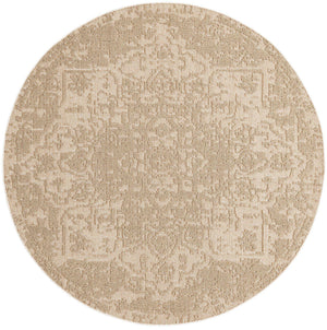 Beige 7' 10 x 7' 10 Symphony Outdoor Round Area Rug Weather Resistant for Patio, Deck, Terrace, Balcony, Porch Durable Outside Carpet for Sale at Rug Engine