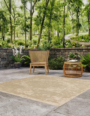 Beige 7' 10 x 7' 10 Symphony Outdoor Square Area Rug Weather Resistant for Patio, Deck, Terrace, Balcony, Porch Durable Outside Carpet for Sale at Rug Engine