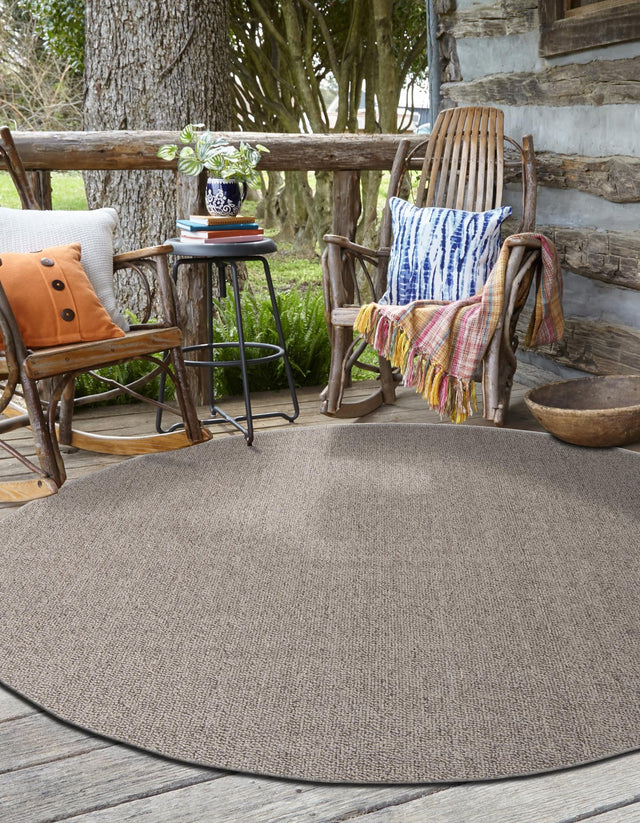 Light Gray 5' 3 x 5' 3 Symphony Outdoor Round Area Rug Weather Resistant for Patio, Deck, Terrace, Balcony, Porch Durable Outside Carpet for Sale at Rug Engine