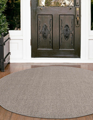 Light Gray 3' 1 x 3' 1 Symphony Outdoor Round Area Rug Weather Resistant for Patio, Deck, Terrace, Balcony, Porch Durable Outside Carpet for Sale at Rug Engine