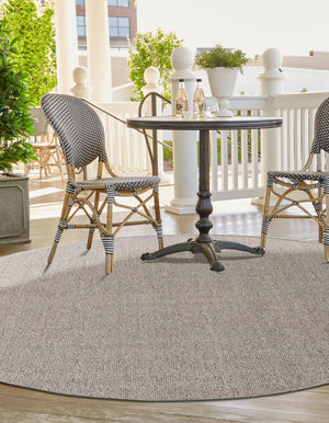 Light Gray 3' 1 x 3' 1 Symphony Outdoor Round Area Rug Weather Resistant for Patio, Deck, Terrace, Balcony, Porch Durable Outside Carpet for Sale at Rug Engine