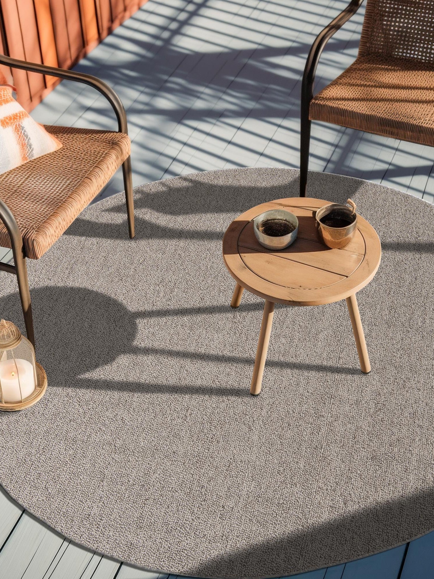 Light Gray 3' 1 x 3' 1 Symphony Outdoor Round Area Rug Weather Resistant for Patio, Deck, Terrace, Balcony, Porch Durable Outside Carpet for Sale at Rug Engine