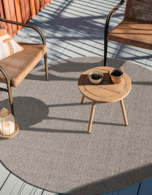 Light Gray 5' 3 x 5' 3 Symphony Outdoor Round Area Rug Weather Resistant for Patio, Deck, Terrace, Balcony, Porch Durable Outside Carpet for Sale at Rug Engine