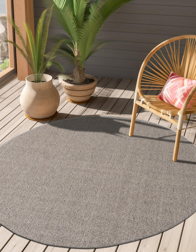 Light Gray 5' 3 x 5' 3 Symphony Outdoor Round Area Rug Weather Resistant for Patio, Deck, Terrace, Balcony, Porch Durable Outside Carpet for Sale at Rug Engine