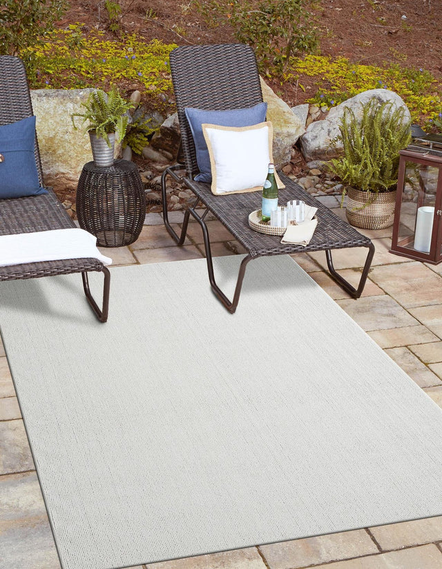 Light Gray 6' 1 x 9' Symphony Outdoor Rectangle Area Rug Weather Resistant for Patio, Deck, Terrace, Balcony, Porch Durable Outside Carpet for Sale at Rug Engine