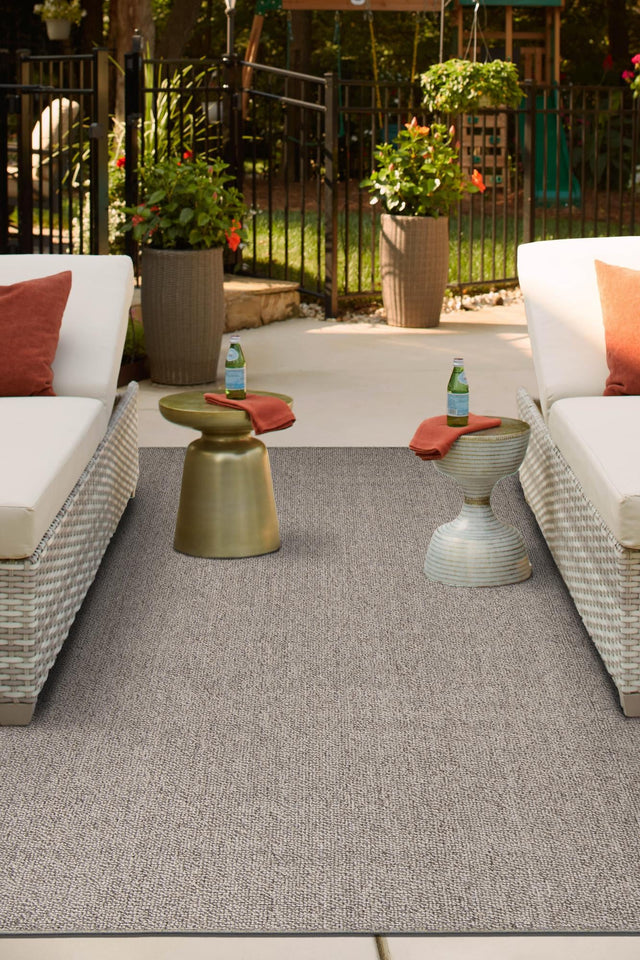 Light Gray 9' x 12' Symphony Outdoor Rectangle Area Rug Weather Resistant for Patio, Deck, Terrace, Balcony, Porch Durable Outside Carpet for Sale at Rug Engine