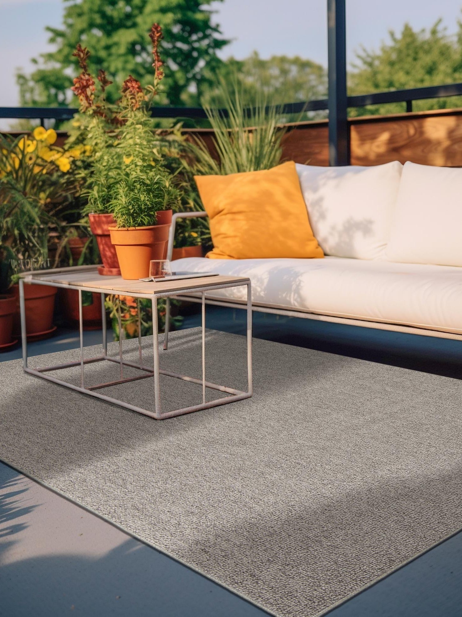 Light Gray 7' 10 x 10' Symphony Outdoor Rectangle Area Rug Weather Resistant for Patio, Deck, Terrace, Balcony, Porch Durable Outside Carpet for Sale at Rug Engine
