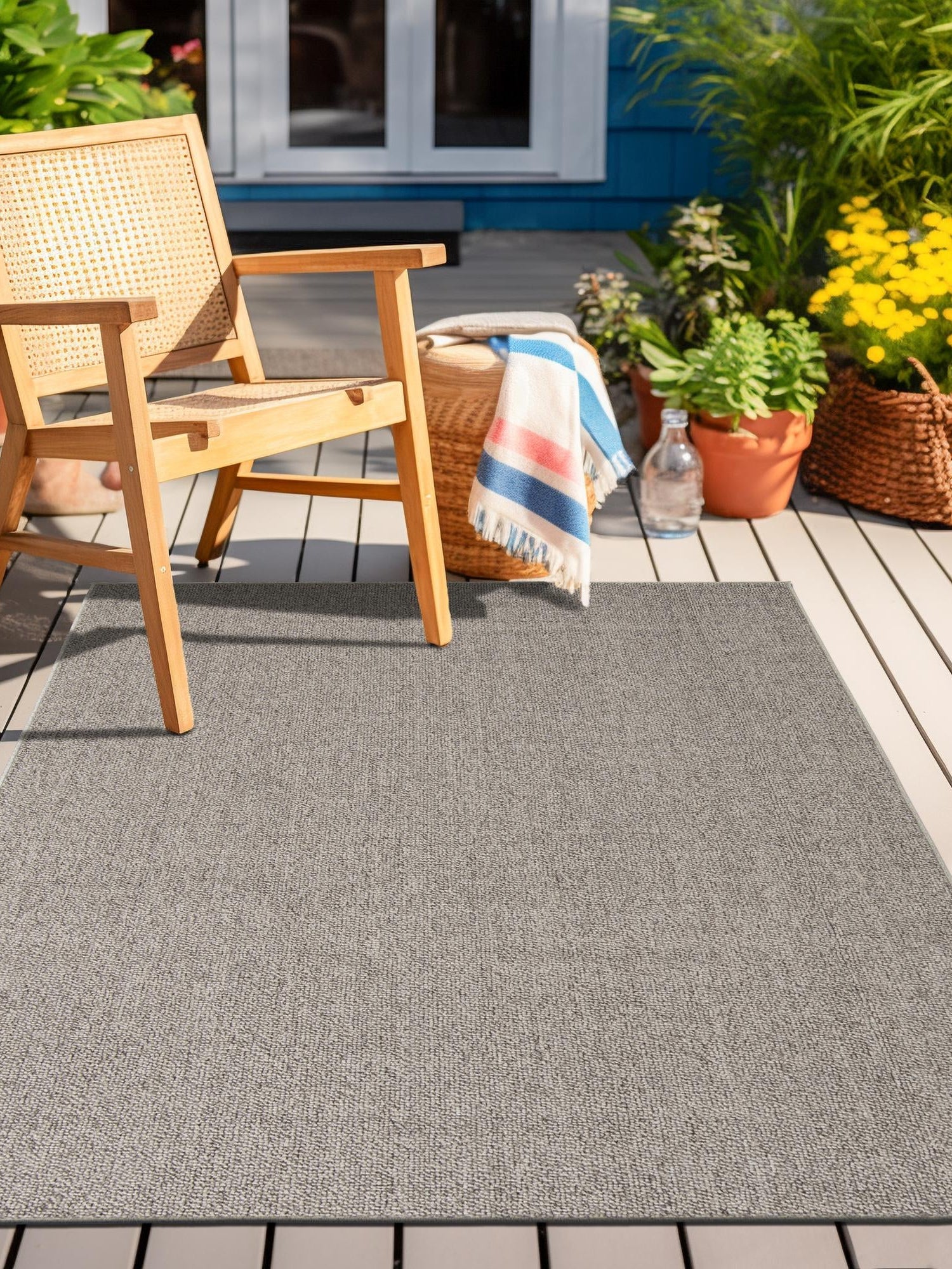 Light Gray 6' 1 x 9' Symphony Outdoor Rectangle Area Rug Weather Resistant for Patio, Deck, Terrace, Balcony, Porch Durable Outside Carpet for Sale at Rug Engine