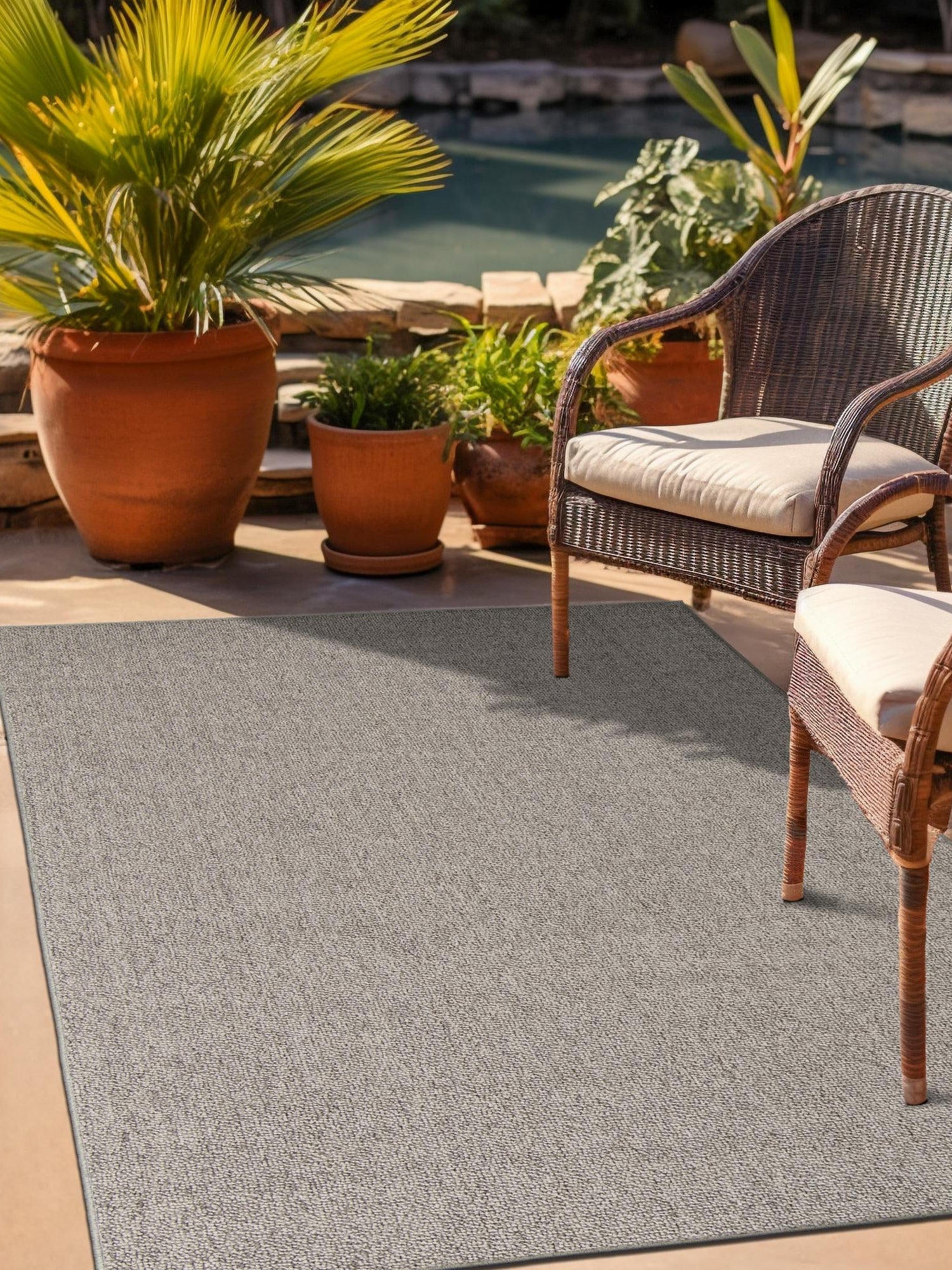 Light Gray 10' x 14' 1 Symphony Outdoor Rectangle Area Rug Weather Resistant for Patio, Deck, Terrace, Balcony, Porch Durable Outside Carpet for Sale at Rug Engine