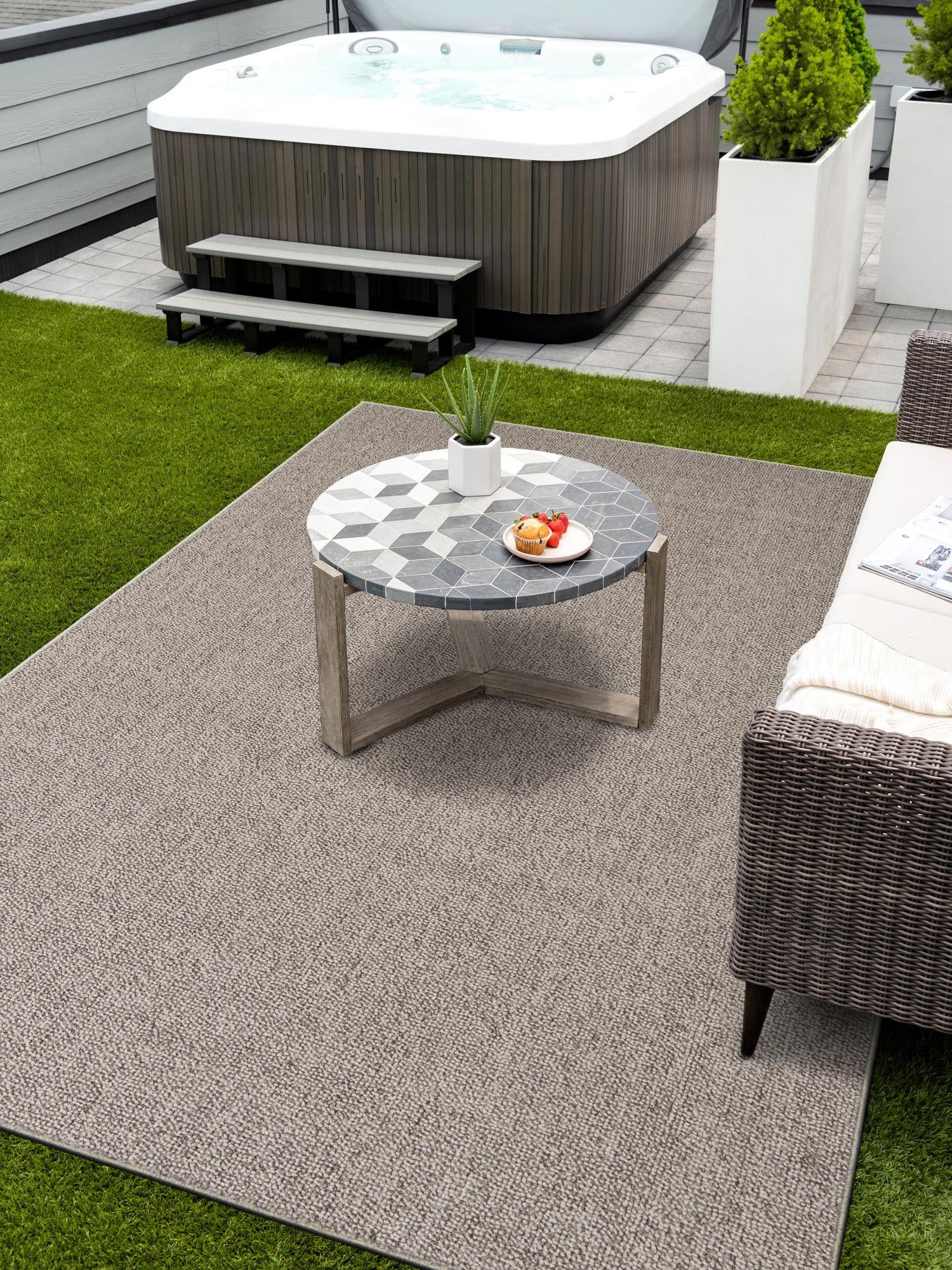 Light Gray 10' x 14' 1 Symphony Outdoor Rectangle Area Rug Weather Resistant for Patio, Deck, Terrace, Balcony, Porch Durable Outside Carpet for Sale at Rug Engine