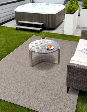 Light Gray 9' x 12' Symphony Outdoor Rectangle Area Rug Weather Resistant for Patio, Deck, Terrace, Balcony, Porch Durable Outside Carpet for Sale at Rug Engine