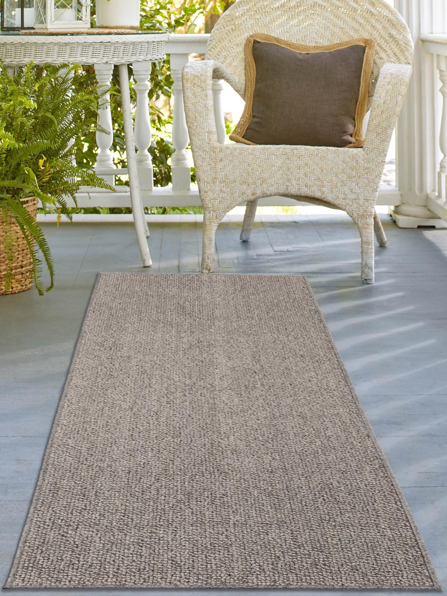 Light Gray 2' x 8' Symphony Outdoor Runner Area Rug Weather Resistant for Patio, Deck, Terrace, Balcony, Porch Durable Outside Carpet for Sale at Rug Engine