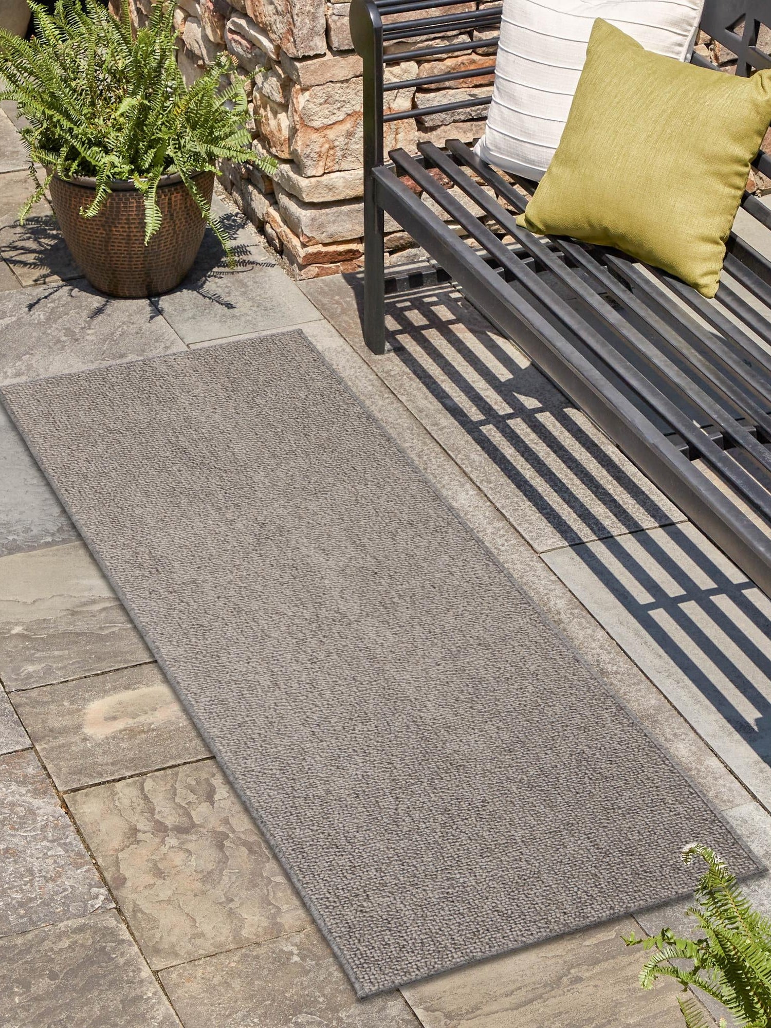 Light Gray 2' x 8' Symphony Outdoor Runner Area Rug Weather Resistant for Patio, Deck, Terrace, Balcony, Porch Durable Outside Carpet for Sale at Rug Engine