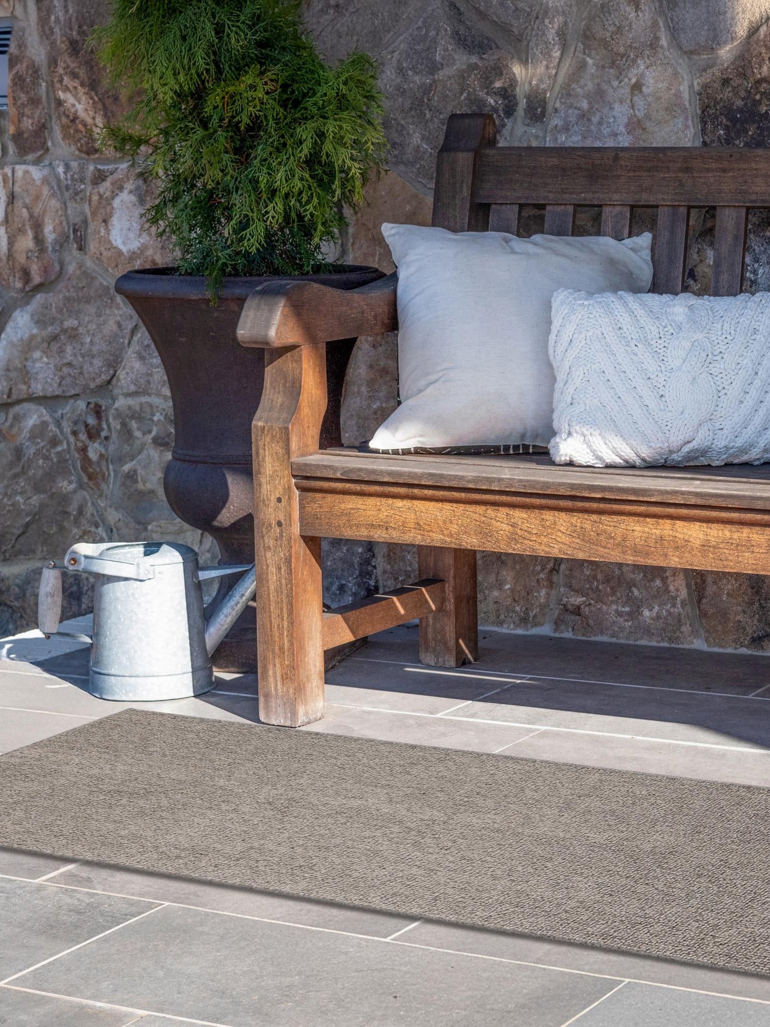 Light Gray 2' 7 x 12' Symphony Outdoor Runner Area Rug Weather Resistant for Patio, Deck, Terrace, Balcony, Porch Durable Outside Carpet for Sale at Rug Engine