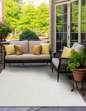 Light Gray 7' 10 x 7' 10 Symphony Outdoor Square Area Rug Weather Resistant for Patio, Deck, Terrace, Balcony, Porch Durable Outside Carpet for Sale at Rug Engine