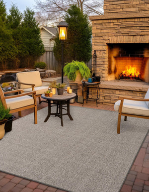 Light Gray 7' 10 x 7' 10 Symphony Outdoor Square Area Rug Weather Resistant for Patio, Deck, Terrace, Balcony, Porch Durable Outside Carpet for Sale at Rug Engine