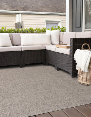 Light Gray 7' 10 x 7' 10 Symphony Outdoor Square Area Rug Weather Resistant for Patio, Deck, Terrace, Balcony, Porch Durable Outside Carpet for Sale at Rug Engine