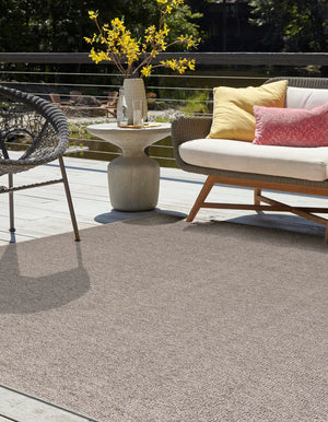 Light Gray 7' 10 x 7' 10 Symphony Outdoor Square Area Rug Weather Resistant for Patio, Deck, Terrace, Balcony, Porch Durable Outside Carpet for Sale at Rug Engine