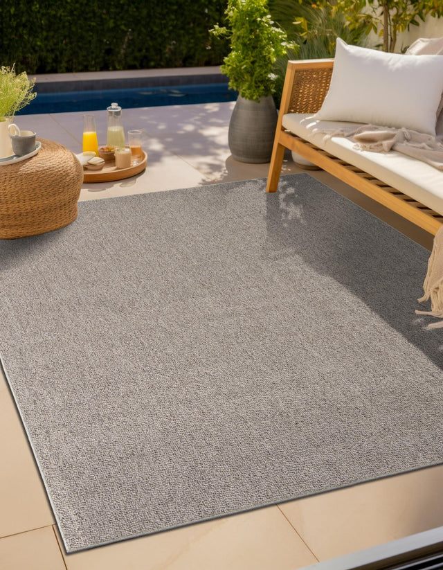 Light Gray 7' 10 x 7' 10 Symphony Outdoor Square Area Rug Weather Resistant for Patio, Deck, Terrace, Balcony, Porch Durable Outside Carpet for Sale at Rug Engine