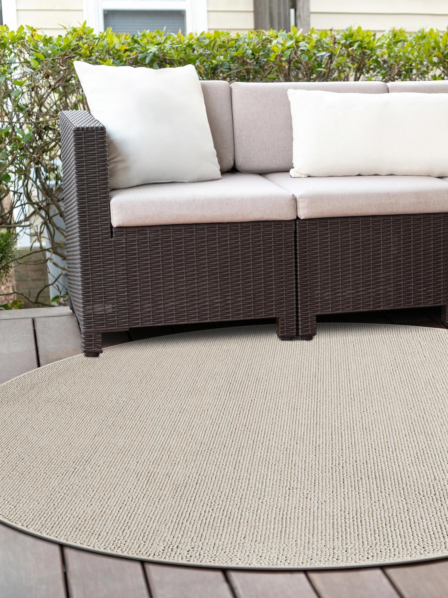 Ivory 3' 1 x 3' 1 Symphony Outdoor Round Area Rug Weather Resistant for Patio, Deck, Terrace, Balcony, Porch Durable Outside Carpet for Sale at Rug Engine