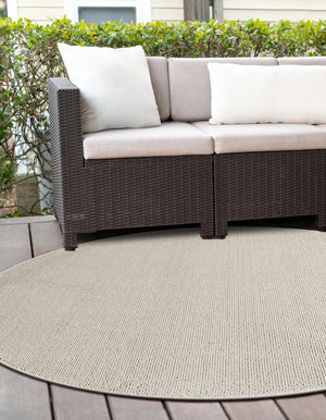 Ivory 5' 3 x 5' 3 Symphony Outdoor Round Area Rug Weather Resistant for Patio, Deck, Terrace, Balcony, Porch Durable Outside Carpet for Sale at Rug Engine